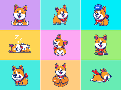 Corgi🐶🐶🐶 animal animal activities ball balloon bone corgi cute dog breed dog in the box dog pose icon illustration japan logo midget corgi pet sleepy animal sport