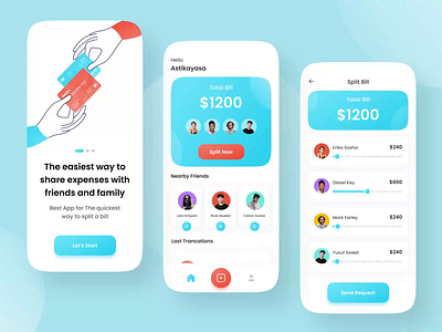 Split Bill App UI Interaction animation app bill billapp cleanui interaction lottie lottieanimation modern modernui motion graphics split splitbill splitbillapp ui ux