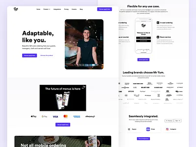 Mr Yum - Food Order & Delivery App Integration Website clean clean ui delivery app design food app ui ui design uidesign ux ux design web design website website design