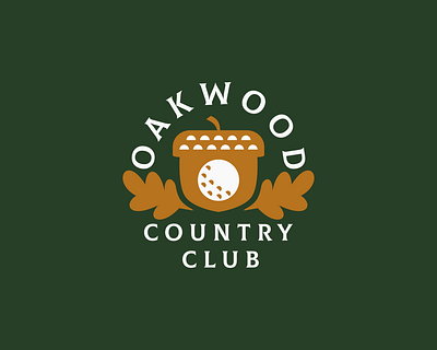 Oakwood Country Club acorn club design flat golf logo vector