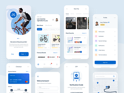 Bike Online Store & Rental Exploration app design bicycle bike bike app bike store clean ecommerce ecommerce app marketplace minimal mobile online store product page rent app shop travel app ui ui design ux ux design