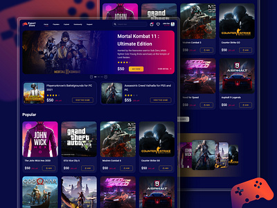 E-sports Game store background blue design e sports gamestore gradient logo store ui ux