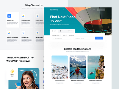 Piqotravel - Agency Landing Page adventure agency destination flight booking hotel booking landing page travel travel agency travel app travel booking travel landing page travelling trip ui ux vacation web website