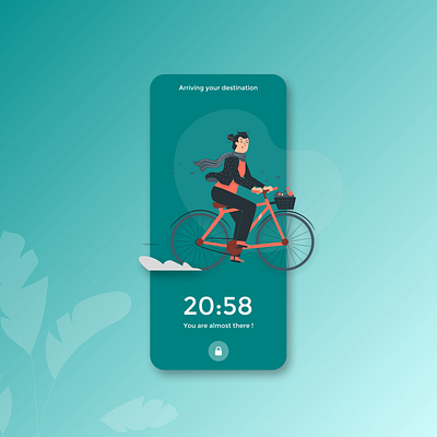 Pomodoro timer - Lock screen. aesthetic app branding design green illustration minimal nature ui