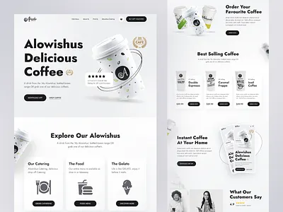 Coffee Shop Website Landing page cappuchino coffee coffee bean coffee landing coffee landing page coffee shop coffee web coffee website drink elegant food landing page minimal ui uiux web web design website