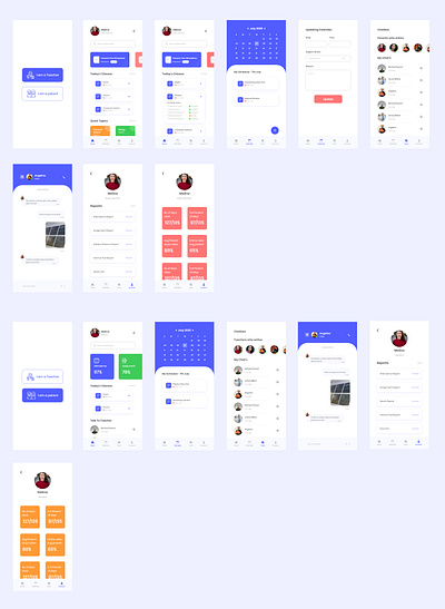 Staff and parent conversation app illustration ui ux web