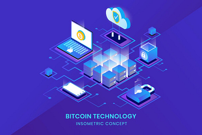 Bitcoin Technology - Insometric Vector 3d animation 3d art 3d character 3d illustration anim animation app business concept design flat illustration illustrations landing page logo page ui vector web web page