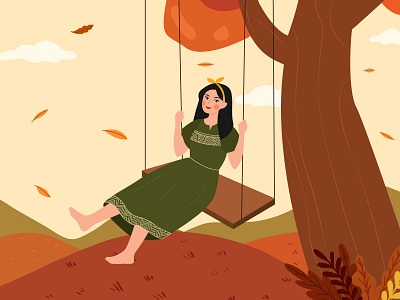 Autumn Girl art artwork character creative design digital illustration dribbble flat flatdesign flatillustration girl graphic design illustration illustrator ui ux vectorart