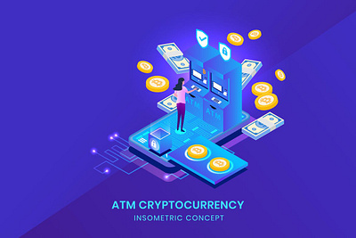 ATM Bitcoin Analysis - Insometric Vector 3d animation 3d art 3d character 3d illustration app business concept conceptual design flat illustration illustrations logo page ui vector web design web page web pages website