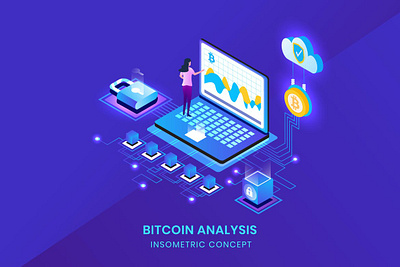 Bitcoin Analysis - Insometric Vector 3d animation 3d art 3d character 3d illustration agency animation animations app business concept design flat illustration logo page ui vector web webpage website