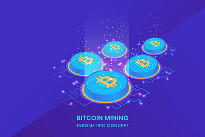 Bitcoin Mining - Insometric Vector 3d animation 3d art 3d character 3d illustration agency animation animations app business concept design flat illustration illustrations landing page logo page ui vector web page