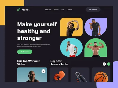 Workout Website Ui Design animation design gym home screen logo minimal app mobile ui ui ux workout