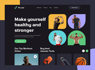 Workout Website Ui Design animation design gym home screen logo minimal app mobile ui ui ux workout