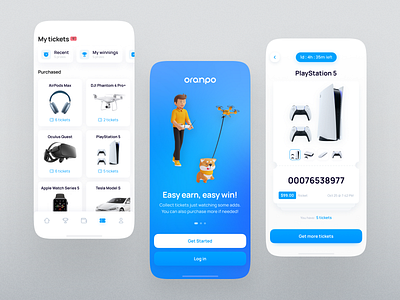 Oranpo. Lottery and free gifts mobile app cards cards layout design feed filters gift inspiration minimal mobile app mobile design mobile inspiration mobile trends navigation prizes ui ui trends user expierence ux