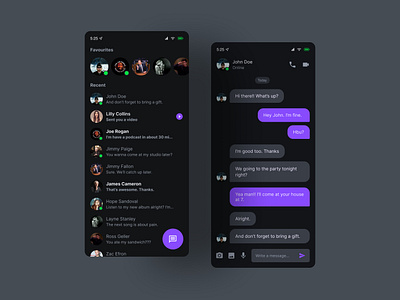 Direct messaging | Daily UI 013 app design app ui daily ui daily ui 013 dark theme design direct message messages messaging app ui ui challenge ui design uiux