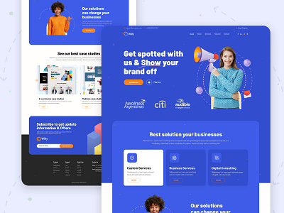 Willy- A Digital Marketing Landing page branding business creative agency design digital marketing marketing agency professional startups template ui web design website