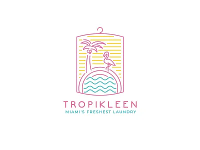 Tropikleen Logo beach birght brand brandidentity branding clean design fresh fun icon laundry logo miami minimalist modern pictoral retro retro style ui vintage