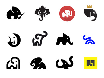 Elephant Logos collection elephant logo minimal negative space