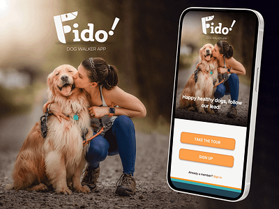 Fido! / Dog Walker App app brand identity branding course design dog walker graphic design illustration logo product design ui uiux ux