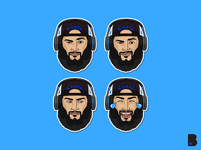 Beard man hat emote beard character custom emote game guy hat man sub badge twitch vector