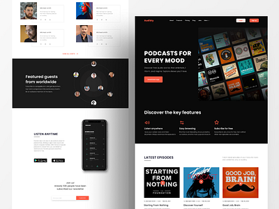 Podcast Website audible audibly audio daily ui design figma graphic design interaction design ios app mobile app mobile design music podcast podcast app podcast website trending ui uidesign ux ux design