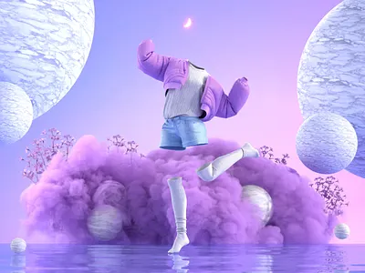 Dream Dancer 3d 3d illustration 3dart 3ddesign animation blender chilling clo3d design dreamy graphic design illustration marvelous designer model motion graphics purple render