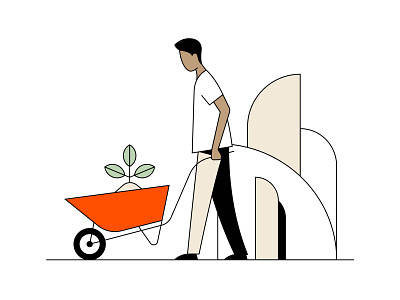 Early-stage investment branding character finance illustration line art minimalist monoline plant seed seed funding seedling tech technology vc venture capital wheelbarrow