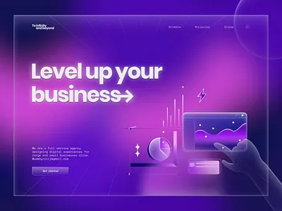 Business landing page animation branding business clean design flat gradient illustration logo typography ui ux vector website