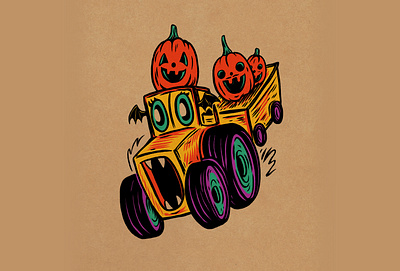 WEENZINE EIGHT autumn cute drawing fall halloween haunted illustration spooky tractor