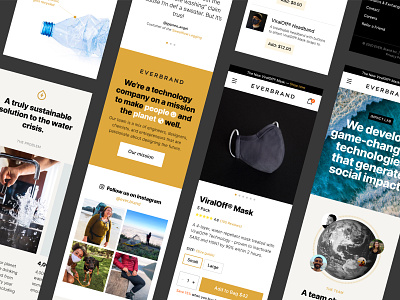 Everbrand clean design earth ecommerce instagram mobile our story pdp product sustainability typography ui ux water web white