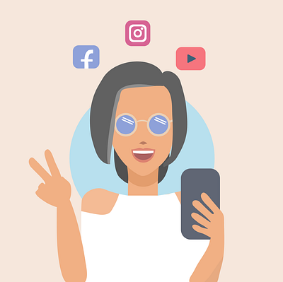 Influencer ! 2d avatar design flat girl graphic design human illustration influencer minimal people profile simple smartphone social media ux woman
