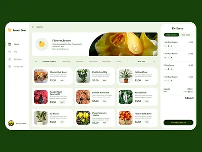 Flower Delivery Store flowers plants ui ux web
