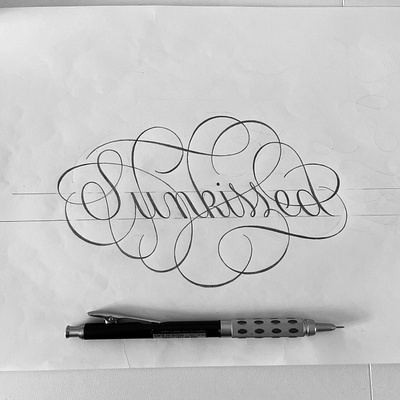 Sunkissed flourishes lettering script sketch