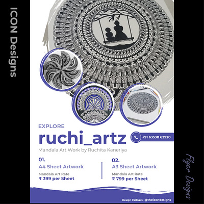 Ruchi artz flyer designs black blue flyer flyer design flyers mandala mandala art poster poster design posters simple flyer simple poster white