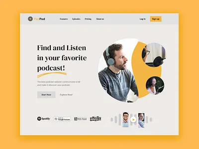 Podcast Web Banner Design banner header hero podcast webdesign website