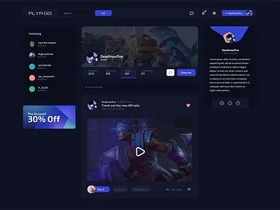Game streaming Website app ui ux