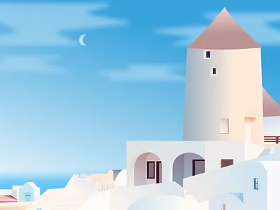 Traveling Header Web - Santorini, Greece 3d adobe app architecture art branding design destination figma flat flat illustration graphic design illustration illustrator logo traveling ui ux vector website