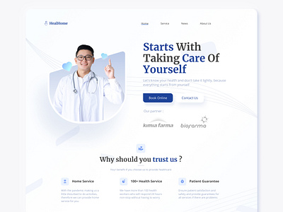 HealHome - Exploration amazing blue clean design designer doctor website exploration health landing page modern modern design trend ui ui design ui designer uiux designer user interface user interface design website