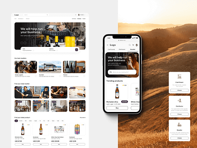 Website for an alcohol marketplace alcohol craft brand design distributor home page main page marketplace reseller shop ui uiux uiux design web webdesign website