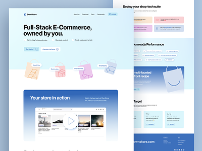 OwnStore: Redesign - Ecommerce Landing Page after before blue bold colorful e commerce github headline indie landing landing page light minimal open source page pantone shop ui ux web