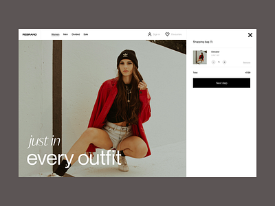 Just in branding design fashion header minimal store typography ui ux web webshop website