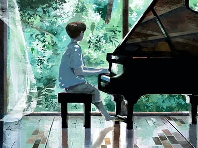 Pianist adorable creative illustration inspiration piano