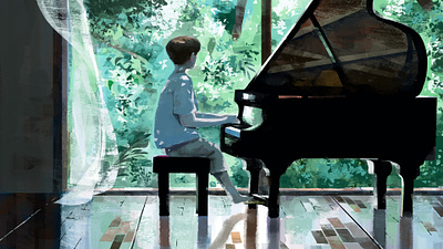 Pianist adorable creative illustration inspiration piano