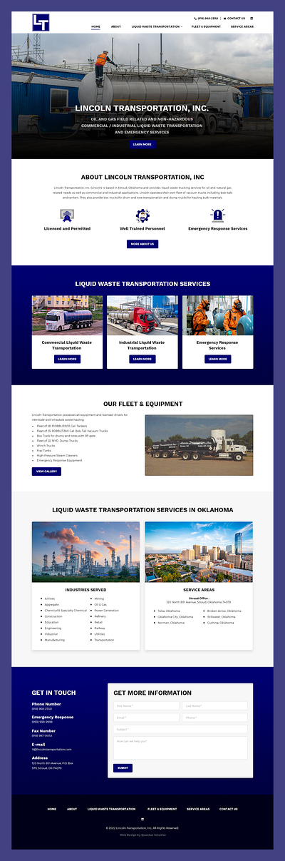 Lincoln Transportation // Web Design liquid waste transportation service transportation web design trucking trucking web design waste transportation waste transportation web design