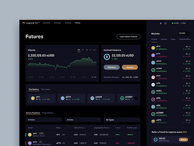 Cryptocurrency Futures Dashboard - Kwenta.io blockchain crypto crypto exchange cryptocurrency dashboard decentralized ethereum exchange futures trading