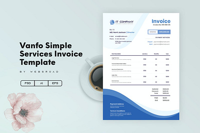 Vanfo Simple Services Invoice Template | Websroad By Websroad background brand branding clean company corporate creative design elegant fashion identity illustration invoice logo marketing modern modren simple templates victor