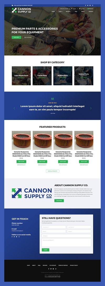 Cannon Supply Co // Web Design accessories ecommerce web design equipment web design general parts lawn mower parts retail web design tractor