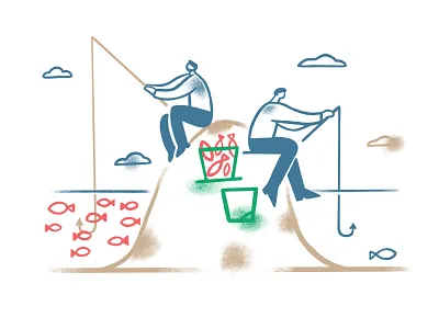 Visible where the people are. branding design fish fishing graphic design handdrawing illustration illustrations lineillustration procreate procreateart ui