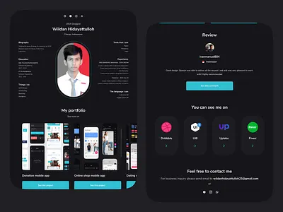 Resume website clean dark design flat mobile portfolio ui ux website website design