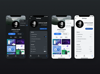 Daily UI #006 | #007 - User Profile and Settings Page dailyui dark darktheme settingspage ui uidesign userprofile uxdesign
